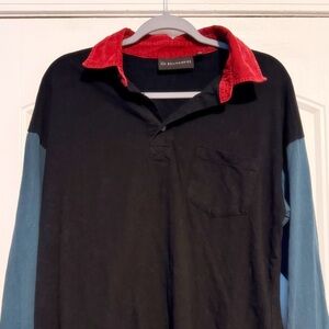 No Boundaries Black Shirt with Red Collar and Blue Sleeves